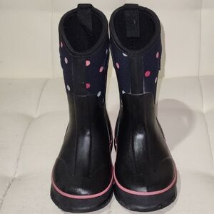 Bogs size 12 children's rain/snow boots in navy with pink detailing.